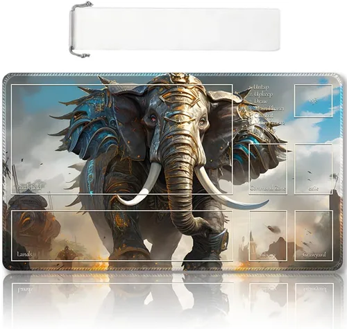 Vista 41 de DAUXID Tapete de Juego MTG Cosido Premium con Zonas y Respaldo de Goma Antideslizante, Tapete de Juego TCG para MTG y Otros Juegos de Cartas, Diseño