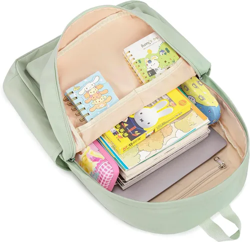 Vista 7 de Bluboon Mochila para la escuela, mochila para niños, adolescentes y niñas, mochila para computadora portátil, regalos para mujeres, Verde