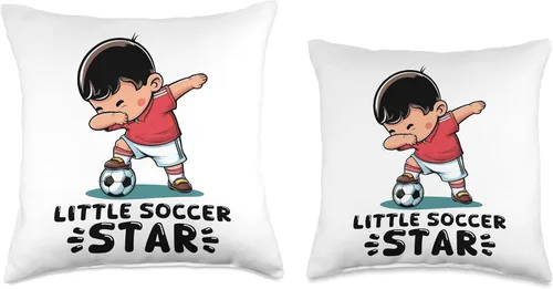 Vista 3 de Dabbing Soccer Boy Little Soccer Funny Star Kids Football Throw Pillow