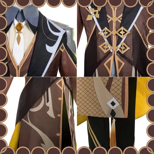 Vista 3 de Genshin Impact Zhongli - Disfraz de cosplay para adultos con accesorios para hombre