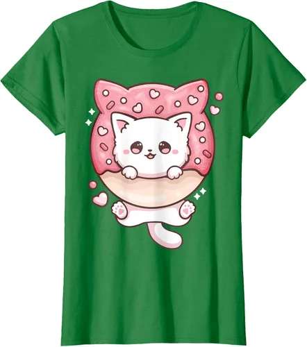 Vista 30 de Camiseta Kawaii Cat Donut Anime Lover Otaku, Negro