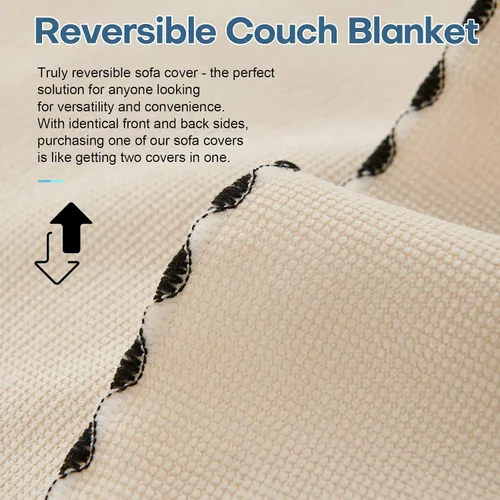 Vista 2 de Foreate Funda reversible para sofá modular, manta para sofá de 3 cojines, lavable a máquina, a prueba de arañazos, protector de muebles para gatos