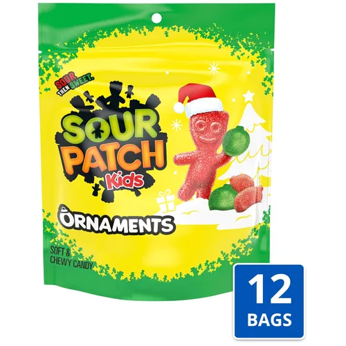 Vista 3 de SOUR PATCH KIDS Adorno de dulces navideños, bolsas de 12-10 onzas