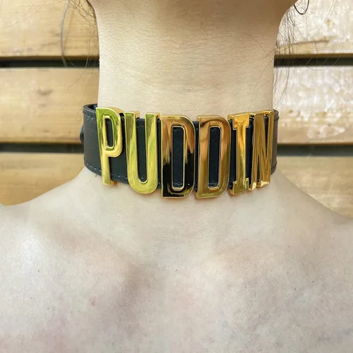 Vista 2 de Gargantilla de Halloween para cosplay, collar ajustable de cuello alto para mujer, gargantilla de Puddin de moda, collar de Halloween, regalo
