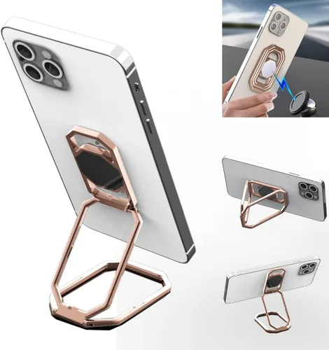 Vista 11 de Soporte de anillo para teléfono con patas plegables, soporte de dedo para celular, rotación de 360°, anillo de metal compatible con soporte Negro