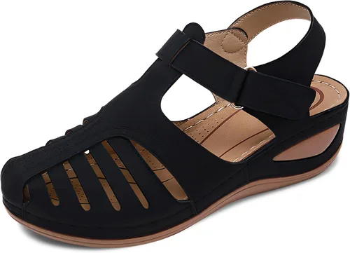 Vista 10 de SHIBEVER Sandalias de cuña para mujer Verano: zapatos elegantes con 16 Azul