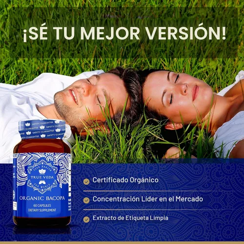 Vista 4 de USDA Organic Bacopa Monnieri, Brahmi 20:1 Potencia 50% Bacosidos, 60