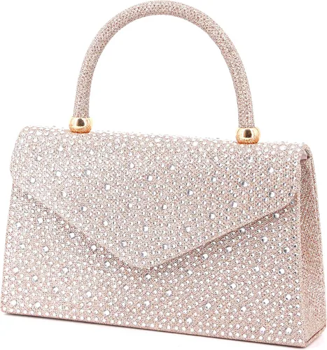 Vista 4 de Naimo Bolso de mano de cristal brillante con asa superior bolso de hombro cruzado para boda fiesta novia