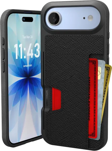 Vista 112 de Smartish Funda tipo cartera para iPhone 11 Pro - Wallet Slayer Vol. 2 [soporte protector delgado] tarjetero (seda) - Black Tie Affair