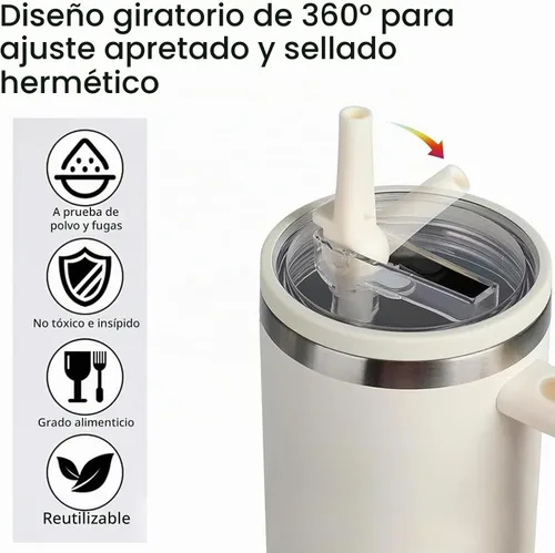 Vista 4 de Paquete de 2 tapas abatibles para vasos de 40 onzas, de repuesto, compatibles con Stanley Quencher, a prueba de fugas, resistentes a salpicaduras