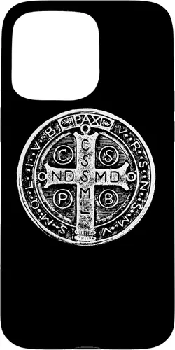 Vista 31 de Funda cristiana católica para iPhone 16 con medalla de San Benito de San Benito