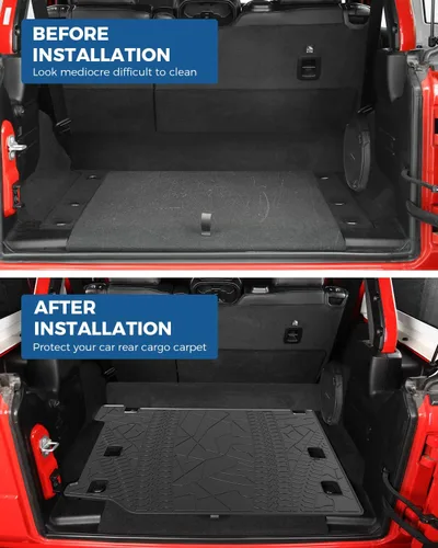 Vista 3 de JOYTUTUS Alfombrilla de carga compatible con Wrangler JL 4XE, Alfombrilla de Maletero de Protección para Todo Clima Forros de Carga Resistente