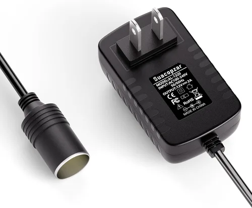 Vista 8 de Convertidor de CA a CC de 12 V 24 W, enchufe para encendedor de cigarrillos de automóvil, 100-240V a 12V 2A AC/DC adaptador de alimentación