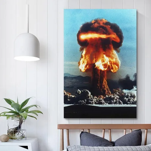Vista 5 de LGDSBHH Pósteres de propaganda retro con bomba atómica nuclear y escena de explosión, pósteres de pintura en lienzo, pósteres de pintura decorativa