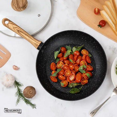 Vista 6 de MICHELANGELO Sartén antiadherente con tapa, sartenes antiadherentes de 8 pulgadas con revestimiento saludable, sartén pequeña con mango que se