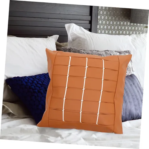 Vista 2 de Funda de almohada de cuerda de cuero, funda de almohada de piel sintética, almohadas decorativas para coche, fundas de almohada de granja, cojines