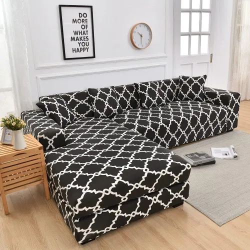 Vista 3 de MIFXIN Funda de sofá seccional de 2 piezas elásticas de 3 asientos en forma de L, fundas elásticas impresas para sofá seccional, protector