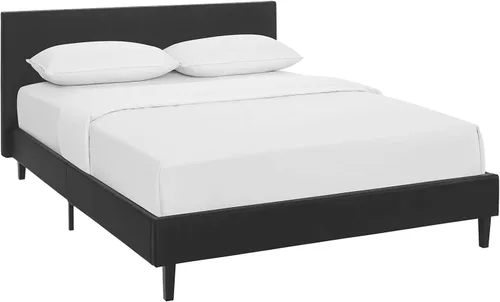 Vista 7 de Modway Anya - Cama de plataforma tapizada beige con soporte de listones de madera