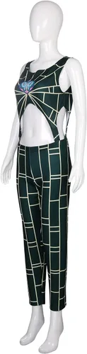 Vista 3 de HORNIGHT Jolyne Cujoh - Disfraz de cosplay de aventura extraña para hija de Kujo Jotaro, disfraz de Halloween, chaleco y pantalones para adultos