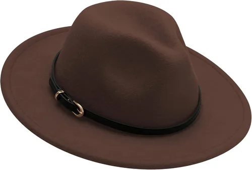 Vista 9 de Sombrero de fieltro clásico de ala ancha para niños y niñas, con lazo y hebilla de cinturón Todo blanco