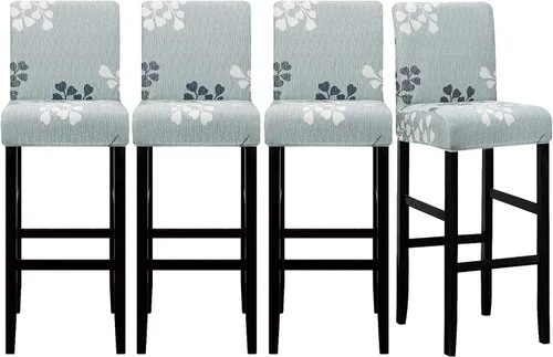 Vista 35 de Lellen Juego de 2 fundas para taburetes de bar, fundas jacquard para taburetes de bar, fundas deslizables elásticas para taburetes de bar
