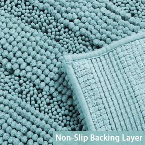 Vista 4 de Turquoize Alfombra de baño de chenilla de lujo para baño, extra absorbente, alfombra de ducha de microfibra antideslizante para baño, alfombra Aqua