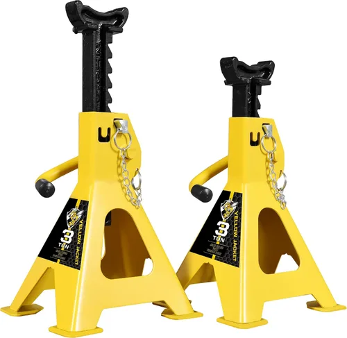 Vista 10 de YELLOW JACKET - Soportes de gato de 6 toneladas con doble bloqueo para levantar coches y SUV, acero de alta resistencia, capacidad de 13000 lb, 1