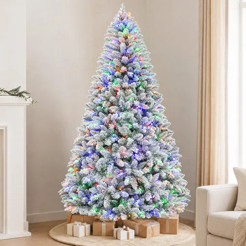 Vista 10 de Preit Árbol de Navidad artificial de 7.5 pies parcialmente Parcialmente flocado