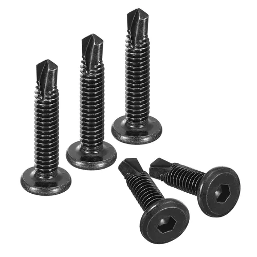 Vista 9 de uxcell Tornillos Autorroscantes de Encaje Hexagonal, 1/4 x 1 Acero Inoxidable 410 Tornillo de Perforación de Cabeza Plana para Chapa Metálica 100
