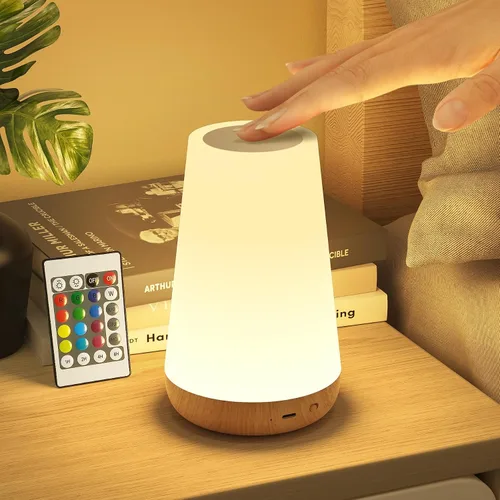Vista 8 de Luz nocturna para niños, 3 modos y 9 colores cambiantes, lámpara de noche recargable sin interrupciones, lámpara de mesa táctil portátil