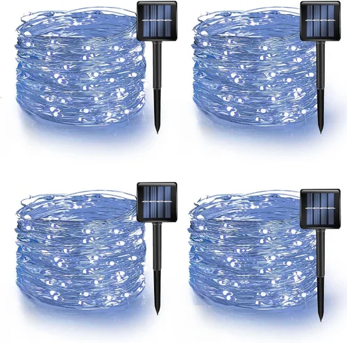 Vista 12 de Luces Solares de Halloween Moradas y Naranjas para Exteriores, Total 80 Pies 240 LED Solares Impermeables Luces de Hadas 8 Modos Luces de Alambre