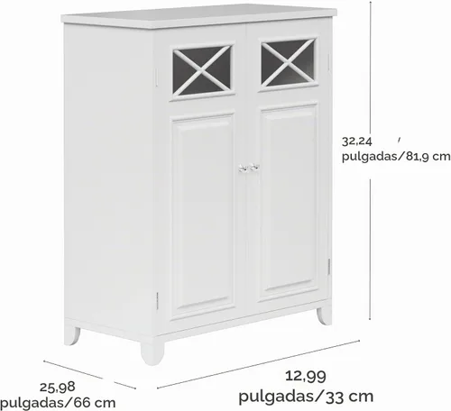 Vista 3 de Elegant Home Fashions Dawson gabinete sobre piso, Blanco Gabinete de corte cruzado