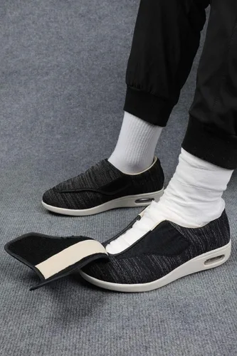 Vista 6 de Zapatos para diabéticos para mujer, zapatos casuales ajustables para caminar, zapatos anchos para ancianos, pies hinchados, antideslizantes, cojín