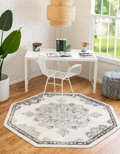 Vista 23 de Unique Loom Parker Collection - Alfombra de área Kokulu (2 x 3 pies, rectangular, aguamarina/beige)