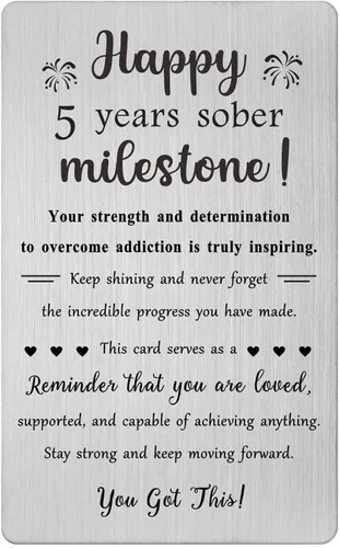 Vista 15 de TGCNQ Regalos de sobriedad de 1 mes - Regalos de recuperación para mujeres y hombres - Tarjeta de metal de aniversario sobrio de 30 días
