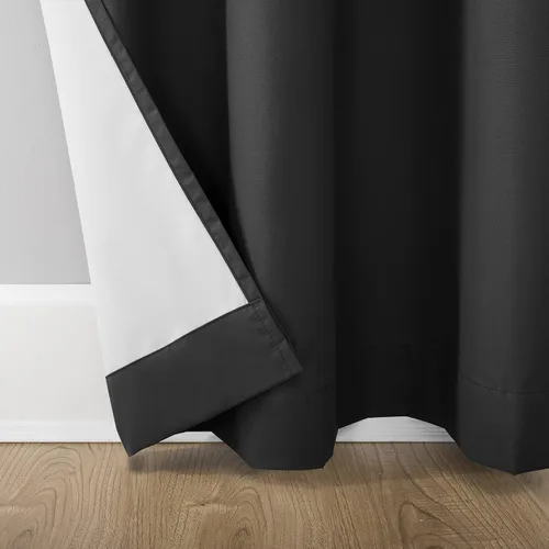 Vista 5 de Sun Zero Cyrus - Juego de 2 cortinas térmicas con pestañas, opacas 100%, 2 unidades Gris carbón