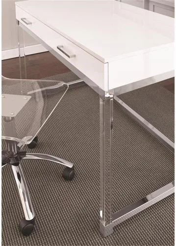 Vista 5 de Steve Silver Everett - Escritorio de madera pintada en blanco