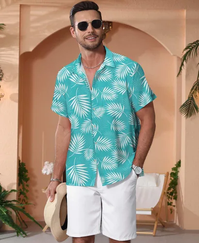 Vista 68 de KYKU - Camisa hawaiana funky para hombre, ropa tropical para vacaciones en Palm Beach