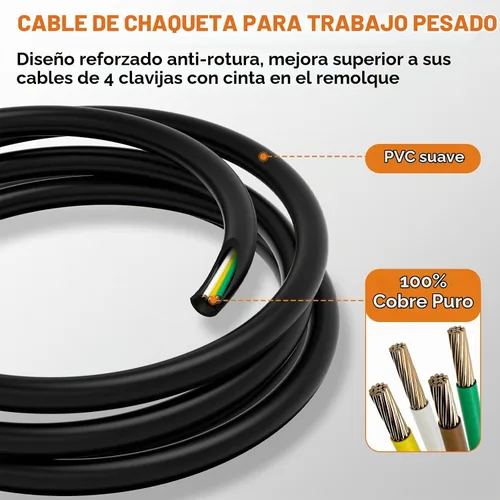 Vista 4 de arnés de cableado de remolque de 4 vías de 5 pies con cable recubierto, conector de extensión de remolque plano de 4 pines de 16AWG, arnés