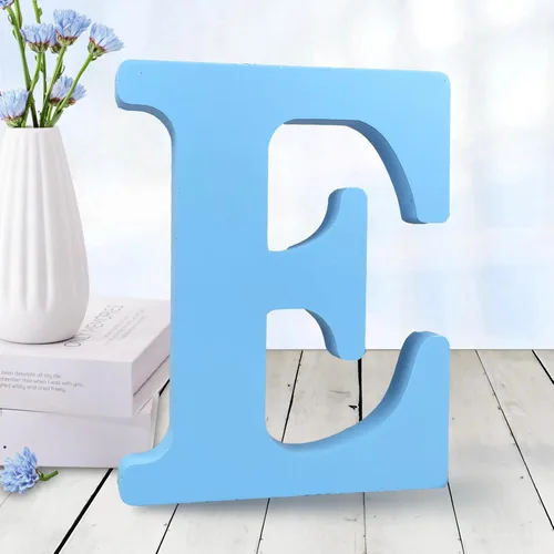 Vista 12 de AOCEAN - Letras de madera azul de 6 pulgadas, letras de madera sin terminar para decoración de pared, letras decorativas en pie, cortes de letras