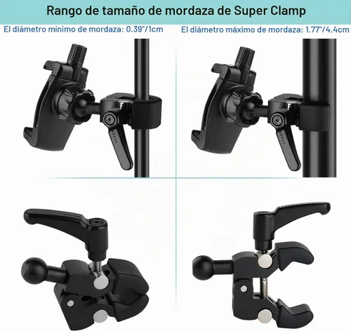 Vista 5 de Mippko Soporte de teléfono para carrito de golf, soporte de micrófono, carril, barandilla, manillar, varilla, apto