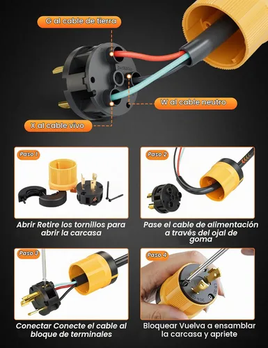 Vista 8 de MECMO 30A 125V NEMA L5-30P - Enchufe de bloqueo para generador, 3 clavijas Twist Lock RV Marine Generator Macho, 30 amperios, 125 voltios, 2 polos