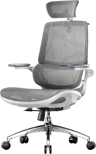 Vista 9 de M59AS Silla ergonómica de oficina, respaldo doble, soporte lumbar Negro
