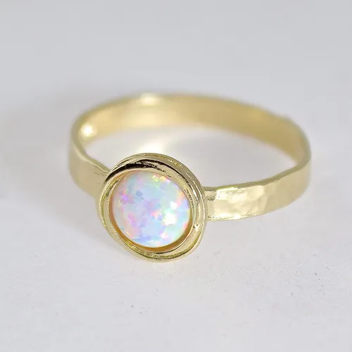 Vista 65 de Anillo de oro de piedras preciosas, anillo de piedra chapada en oro de 14 quilates, anillo de piedra apilable, anillo de oro de piedra pequeña
