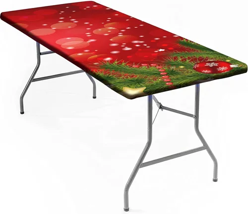Vista 34 de Mantel rectangular elástico ajustable, con textura de madera de granja, cubierta de mesa de poliéster para mesa de bufé, picnic, cafeterías Mantel