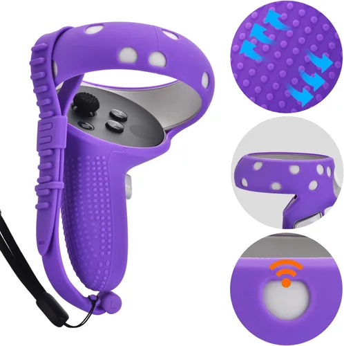 Vista 2 de VR AccessoriesSilicone face CoverShell CoverTouch Controller Grip CoverSilicone Handle Strap ComboProtective Lens Cover Compatible with Oculus Quest