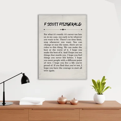 Vista 4 de F Scott Fitzgerald for What It's Worth - Lienzo decorativo para pared, póster inspirador de 11.5 x 15 pulgadas, pintura para decoración del hogar