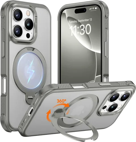 Vista 18 de Magnética para iPhone 12 e iPhone 12 Pro Funda, [con Soporte de Anillo Magnético Invisible Giratorio 360°][A Prueba de Golpes][Compatible