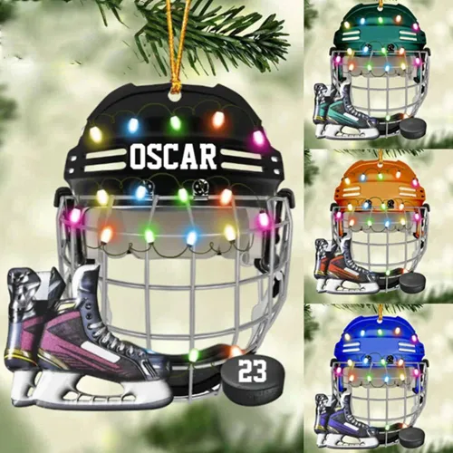 Vista 14 de Adorno acrílico de hockey personalizado 2026, decoración personalizada para árbol de Navidad, regalo único de recuerdo festivo para jugadores