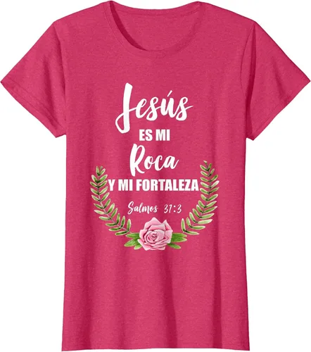 Vista 18 de Jesus ES Mi Roca - Camiseta con versículo bíblico cristiano español Salmos Asphalt Grey